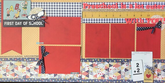 Pre-K / Preschool Scrapbooking Kit Bundle - 4 page Scrapbooking Layout Kit or Pre Made Pages - 2 - 2 Page layout kits