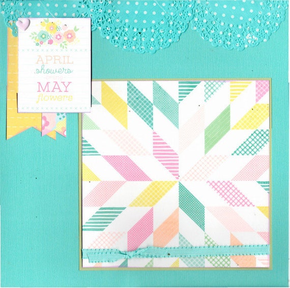 April Showers Bring may Flowers 2 Page Scrapbooking Layout Kit
