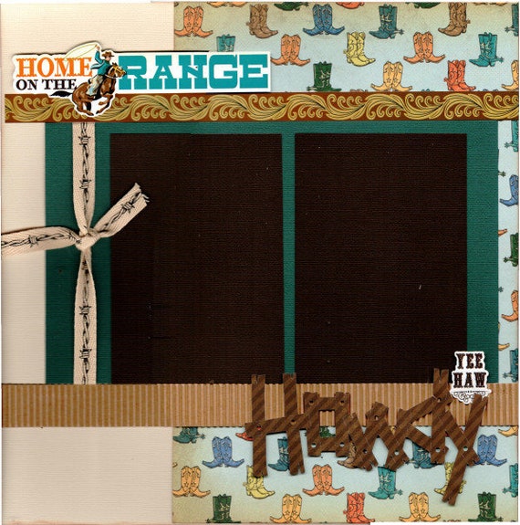 Home on the Range - Howdy! Cowboy 2 page scrapbooking layout kit