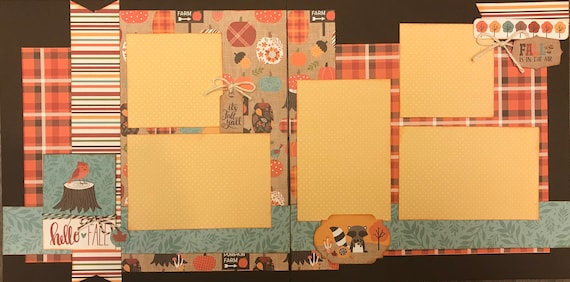 Hello Fall - It's Fall Y'All 2 Page Scrapbooking Layout Kit or Pre-Made Scrapbooking Pages