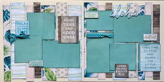 High Tides and Good Vibes 2 Page Scrapbooking Layout Kit or Premade Scrapbooking Pages