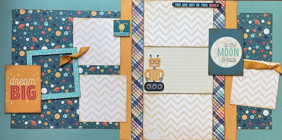 Dream Big - To the Moon and Back 2 Page Scrapbooking Layout Kit or Premade Scrapbooking Pages