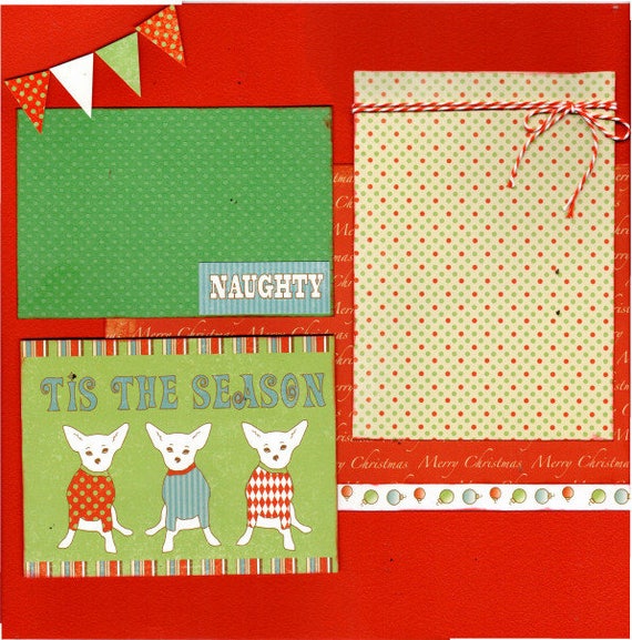 Tis the Season, Bark the Herald Angels Sing - Dog Christmas, 2 Page Scrapbooking Layout Kit