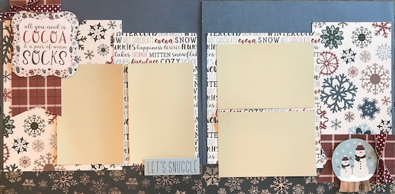 All you Need is Cocoa and a Pair of Warm Socks 2 Page Scrapbooking layout Kit or Premade Scrapbooking Pages