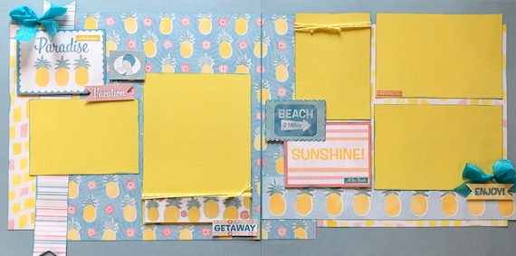 Paradise - Pineapple - Getaway 2 Page Scrapbooking Layout Kit or Premade Scrapbooking Pages