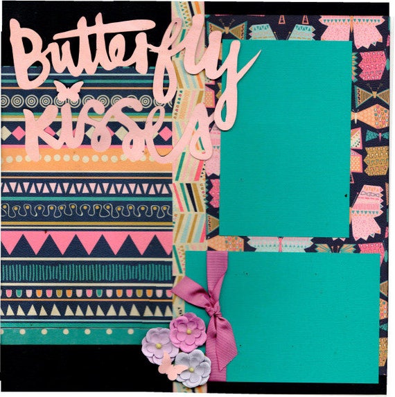 Butterfly Kisses 2 Page Scrapbooking Layout Kit