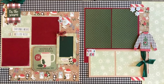 Christmas Wishes and Mistletoe Kisses 2 Page Scrapbooking layout Kit