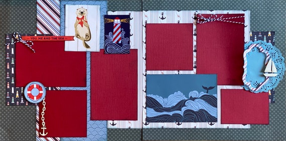 You, Me and the Sea 2 page scrapbooking layout Kit or Premade Scrapbooking Pages