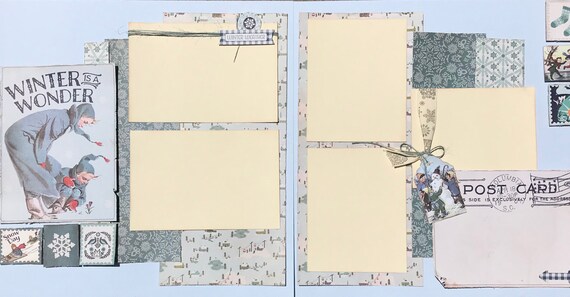 Winter is a Wonder, 2 Page Scrapbooking Layout Kit or Premade Pages