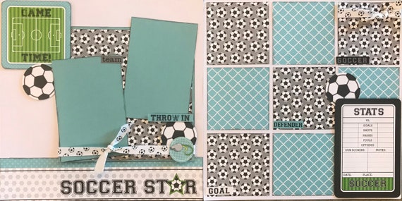 Soccer Star - Game Time, 2 Page Scrapbooking Layout Kit
