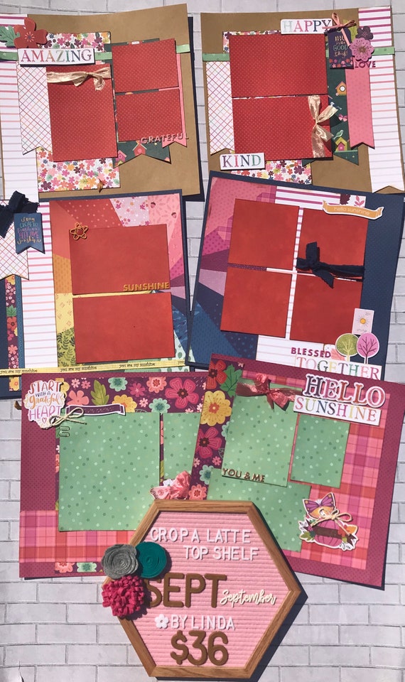 Top Shelf Kit Club September - 3 - 2 Page Scrapbooking Layout Kits -Paige Evans - Truly Grateful