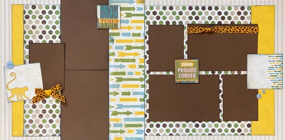 Primate Corner - Good Times Ahead 2 Page Scrapbooking Layout Kit or Premade Pages