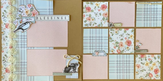 Spring Blessings 2 Page Scrapbooking Layout Kit or Premade Scrapbooking Pages