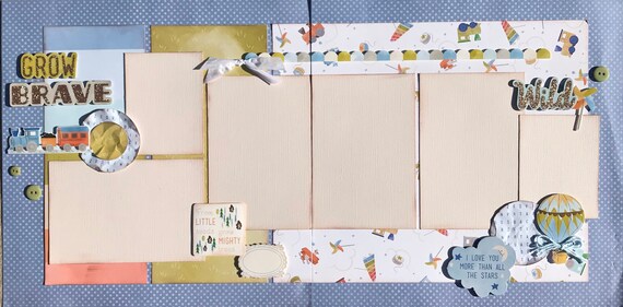 Grow, Brave, Wild - From Little Seeds...Grow Mightly Trees - Boy 2 page Scrapbooking Layout Kit or Pre Made Pages