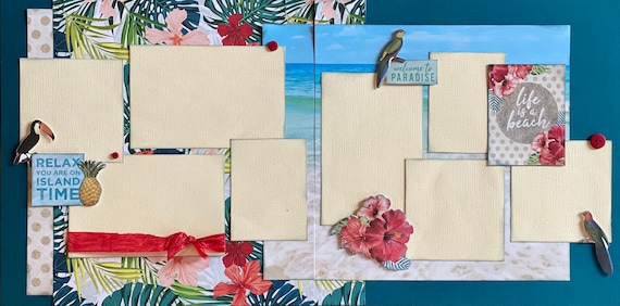Relax, You're on Island Time 2 Page Scrapbooking Layout Kit or Premade Scrapbooking Pages