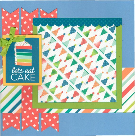Let's Eat Cake Birthday , 2 Page Scrapbooking layout KIt