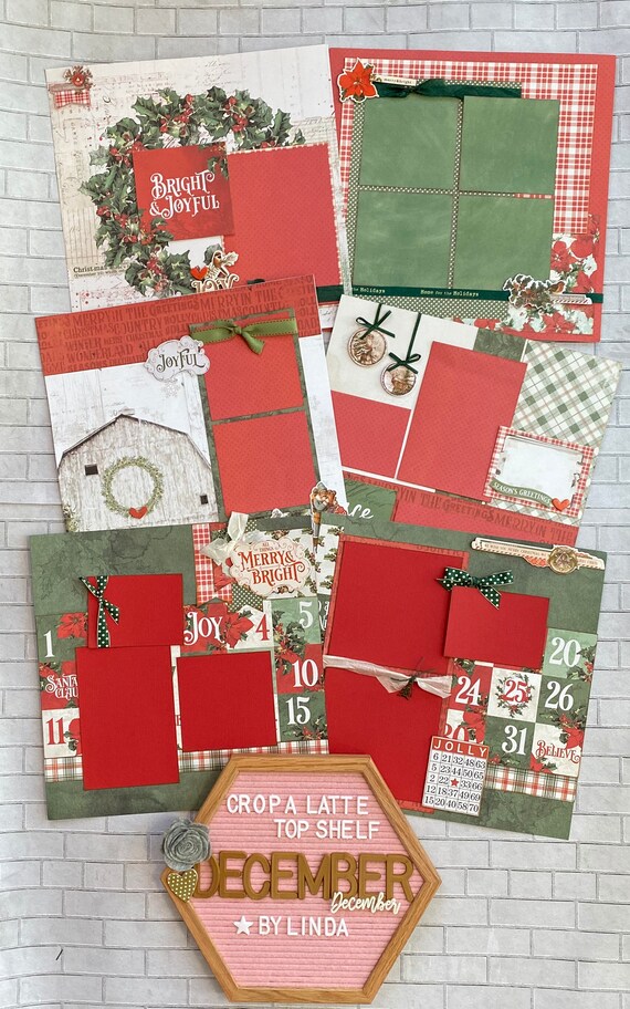 Top Shelf Kit Club December- 3 - 2 Page Scrapbooking Layout Kits -Simple Stories - Christmas Farmhouse