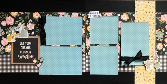Let Your Dreams Blossom - No Rain, No Flowers 2 Page Scrapbooking Layout Kit or Premade Scrapbooking Pages