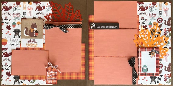 Autumn Blessings - Autumn Skies and Pumpkin Pies 2 Page Scrapbooking Layout Kit or Pre-Made Scrapbooking Pages