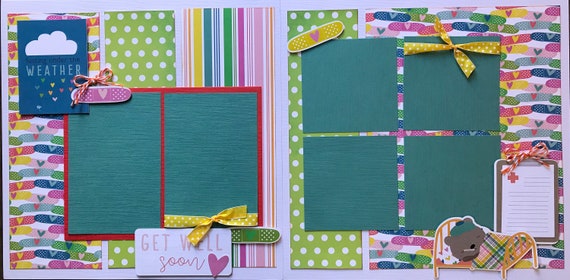 Feeling Under the Weather - Get Well Soon 2 Page Scrapbooking Layout Kit or Pre Made Scrapbooking Pages