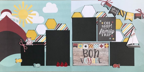 Bon Voyage - Oh Ship, it's a Family Trip 2 page scrapbooking layout Kit or Premade Scrapbooking Pages