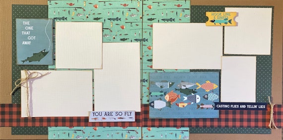 The One That got Away - You're So Fly / Fishing 2 page Scrapbooking Layout Kit or Premade Scrapbooking Pages