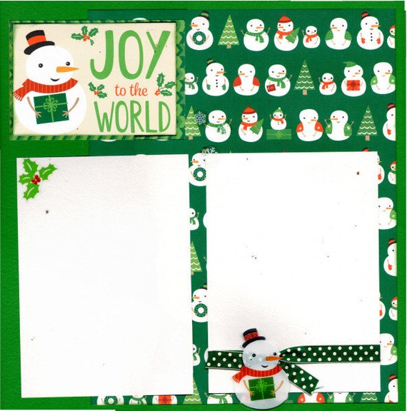Joy to the World - Snowmen / Snowladies - Christmas Layout 2 Page Scrapbooking Kit