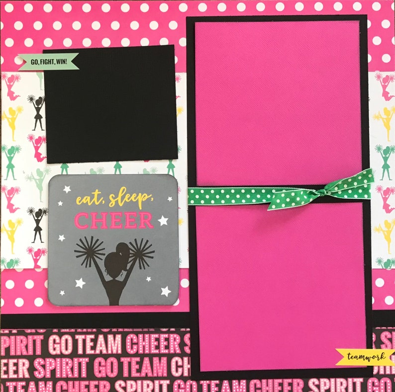 Cheer Eat Sleep Go Team 2 Page Scrapbooking Layout Kit or Premade Scrapbooking Pages