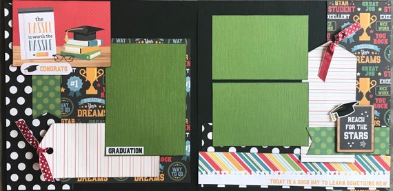 Primary School Graduation - The Tassle is Worth the Hassle -2 page scrapbooking layout kit or Premade Pages