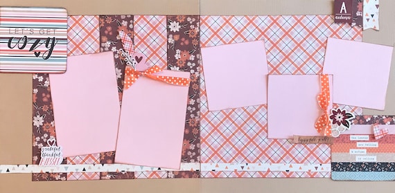 Let's Get Cozy - Happy Fall Y'All 2 Page Scrapbooking Layout Kit or Pre Made Scrapbooking Pages