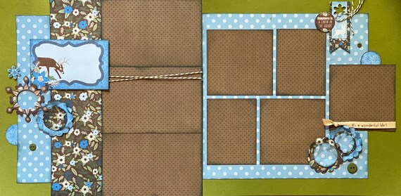 Happiness is a Cabin in the Woods 2 page Scrapbooking Layout Kit or Premade Scrapbooking Pages
