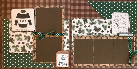 Sweater Weather - Winter Wonderland 2 Page Scrapbooking layout Kit or Premade Scrapbooking Pages