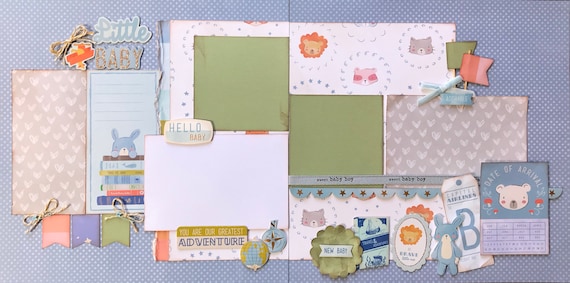 Little Baby Boy - You are our Greatest Adventure 2 page Scrapbooking Layout Kit or Pre Made Pages