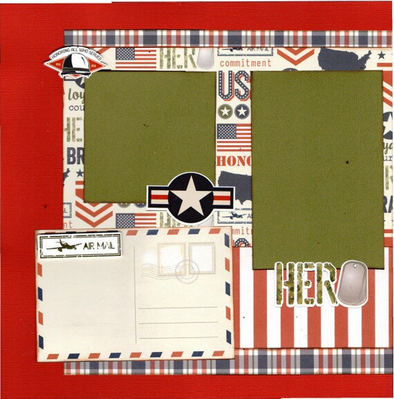 Home Free Because of the Brave - Military Theme 2 page Scrapbooking Layout Kit