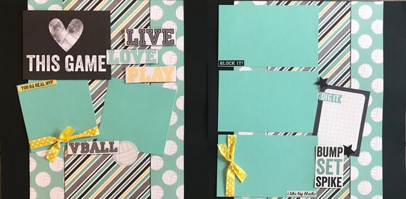 Live, Love Play Volleyball 2 Page Scrapbooking Layout Kit or Premade Scrapbooking Pages