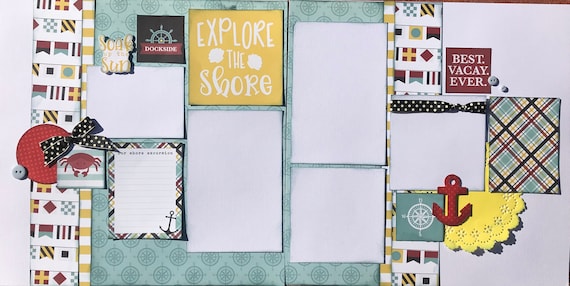 Explore the Shore - Dockside 2 page scrapbooking layout Kit or Premade Scrapbooking Pages