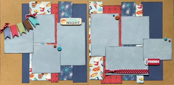 Family Night - Best Friends 2 Page Scrapbooking Layout Kit or Premade pages