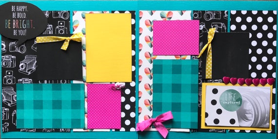 Be Happy, Be Bold, Be Bright, Be You! 2 Page Scrapbooking layout Kit or Premade Scrapbooking Pages
