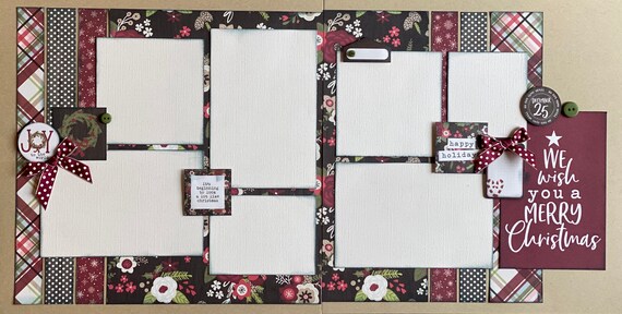 We Wish You a Merry Christmas - It's Beginning To Look a lot Like Christmas 2 Page Scrapbooking Layout Kit or Premade Scrapbooking Pages