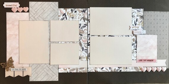 Beautiful - You Make Me Happy 2 Page Scrapbooking Layout Kit