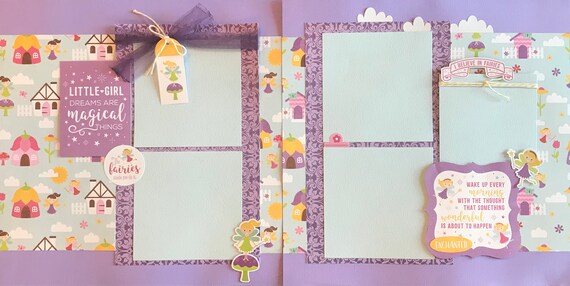 Little Girl Dreams are Magical Things 2 page scrapbooking layout kit or Premade Scrapbooking Pages