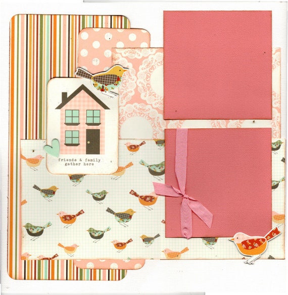 Friends and Family Gather Here - Thankful 2 Page Scrapbooking Layout Kit or Pre Made Scrapbooking Pages