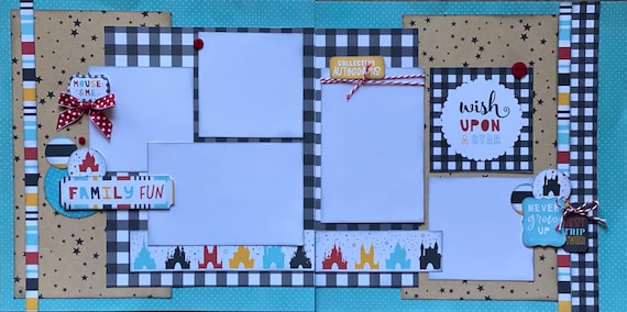Family Fun, Collecting Autographs Wish Upon a Star - Disney Inspired 2 page Scrapbooking layout Kit or Premade Scrapbooking Pages