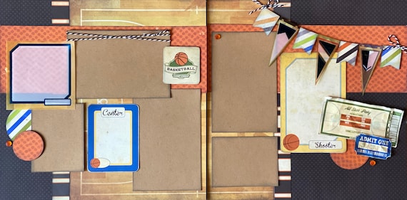 Basketball Championship 2 page Scrapbooking Layout Kit or Premade Scrapbooking Pages