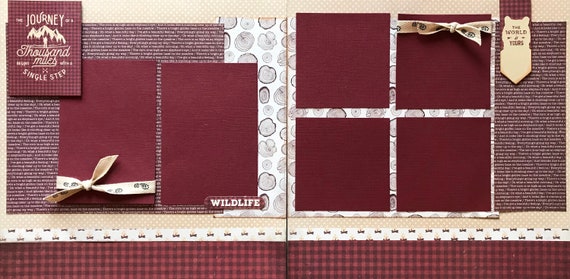 The Journey of a Thousand Miles Begins with a Single Step 2 page Scrapbooking Layout Kit or Premade Scrapbooking Pages