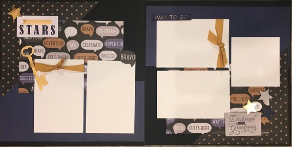 Reach for the Stars - Destined for Greatness 2 page scrapbooking kit or Premade Scrapbooking Pages