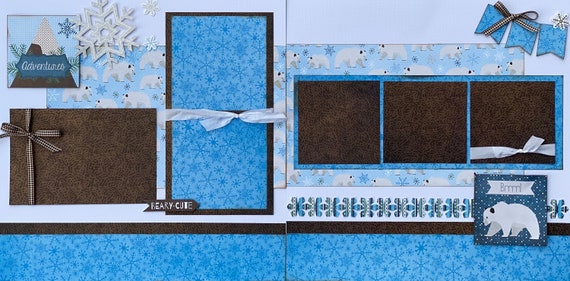 BRRR! Adventures - Beary Cute 2 page Scrapbooking Layout Kit or Premade Scrapbooking Pages