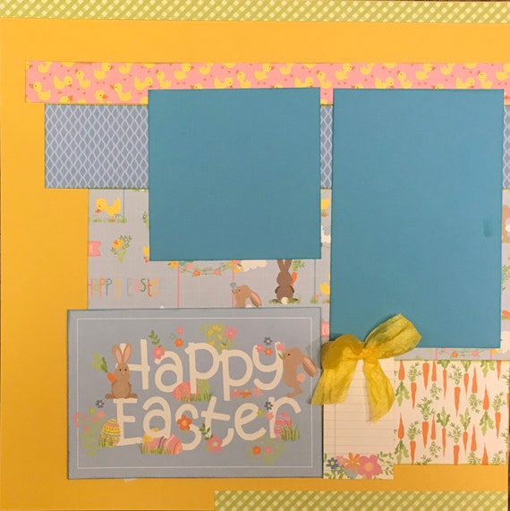 Happy Easter - Color Me Happy 2 Page Scrapbooking Layout Kit or Premade Scrapbooking Pages