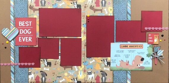 Best Dog Ever - Sit, Stay, Smile 2 Page Scrapbooking Layout Kit or Premade Scrapbooking Pages