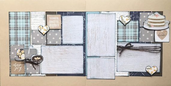 Thankful, Grateful, Blessed 2 page scrapbooking layout kit or Premade Scrapbooking Pages